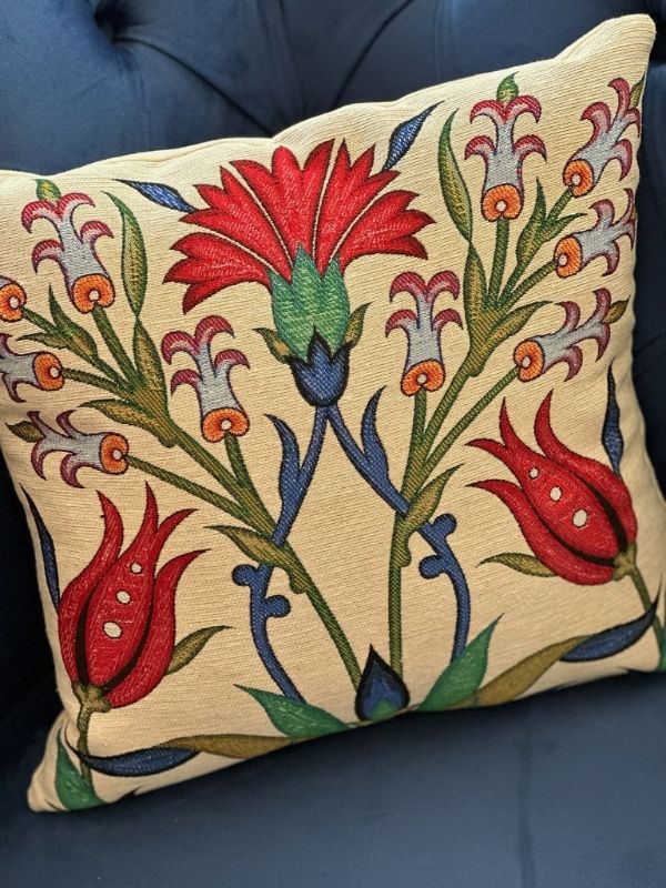 Ottoman Tulip Bloom Gobelin Cushion – 41x41 cm