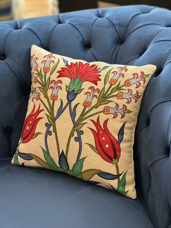 Ottoman Tulip Bloom Gobelin Cushion – 41x41 cm