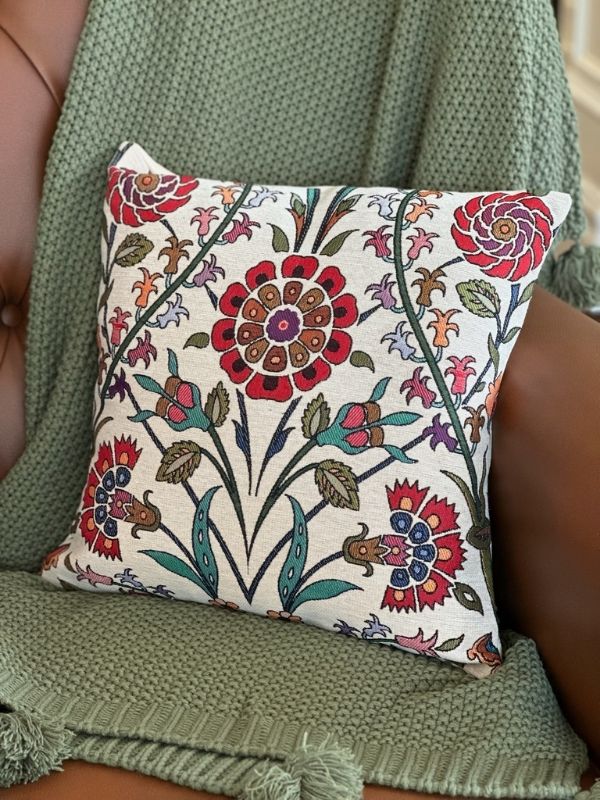 Ottoman Tulip Garden Gobelin Cushion – 41x41 cm