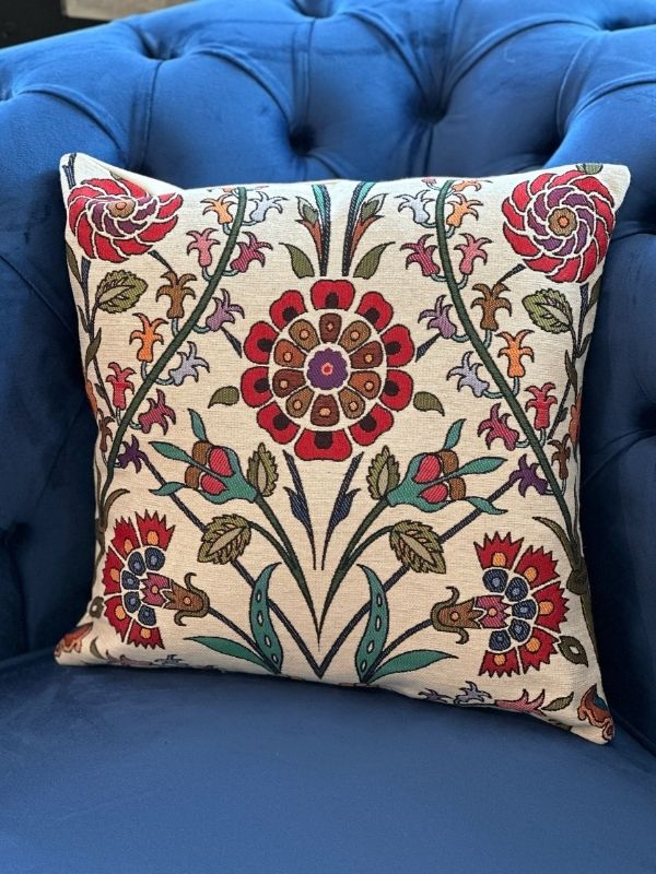 Ottoman Tulip Garden Gobelin Cushion – 41x41 cm