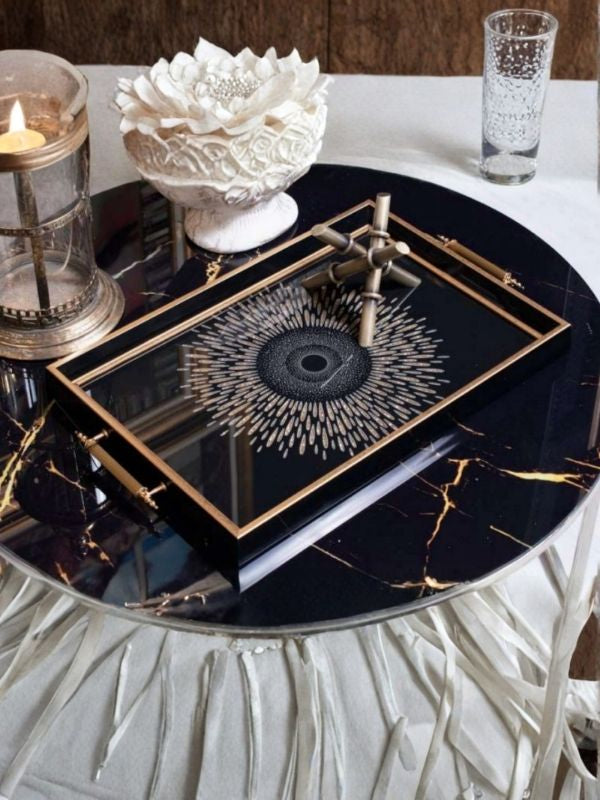 Serving & Presentation Tray - Black & Gold