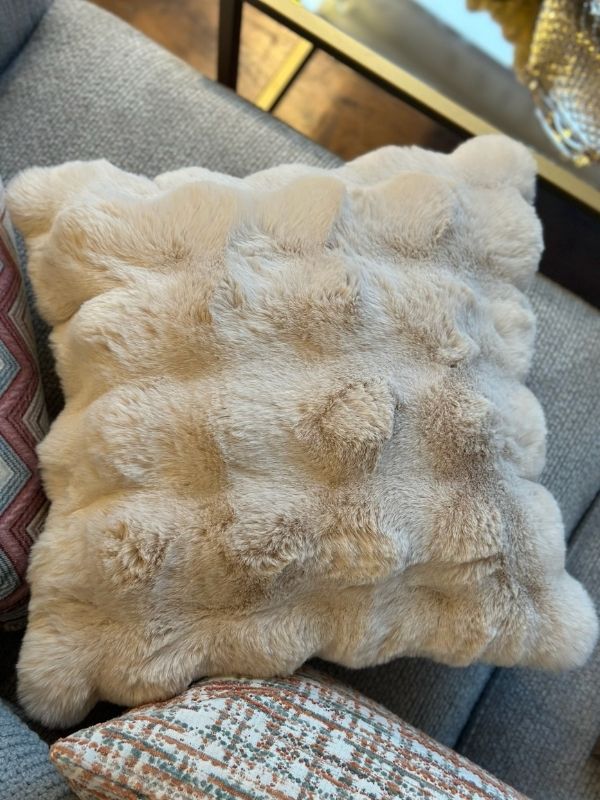 Taupe Faux Fur Throw Pillow Case – Ultra Soft Plush Cushion Cover(45 x 45 cm)