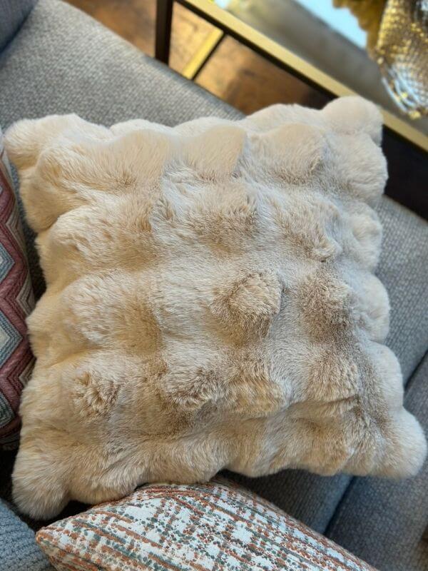 Taupe Faux Fur Throw Pillow Case