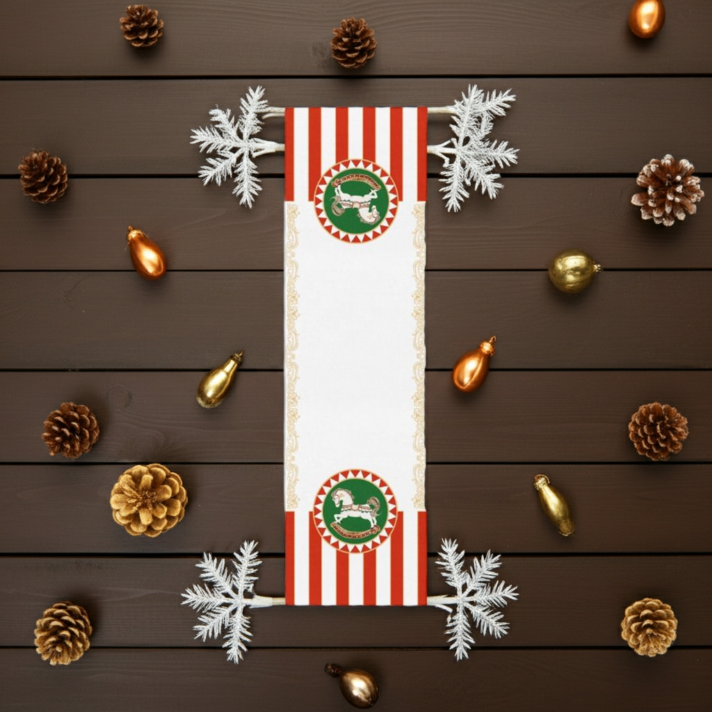 Festive Rocking Horse 45x150cm Christmas Runner