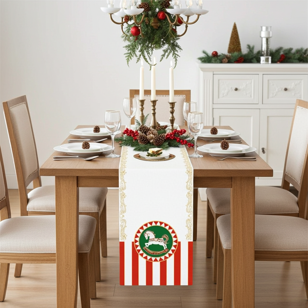 Festive Rocking Horse 45x150cm Christmas Runner