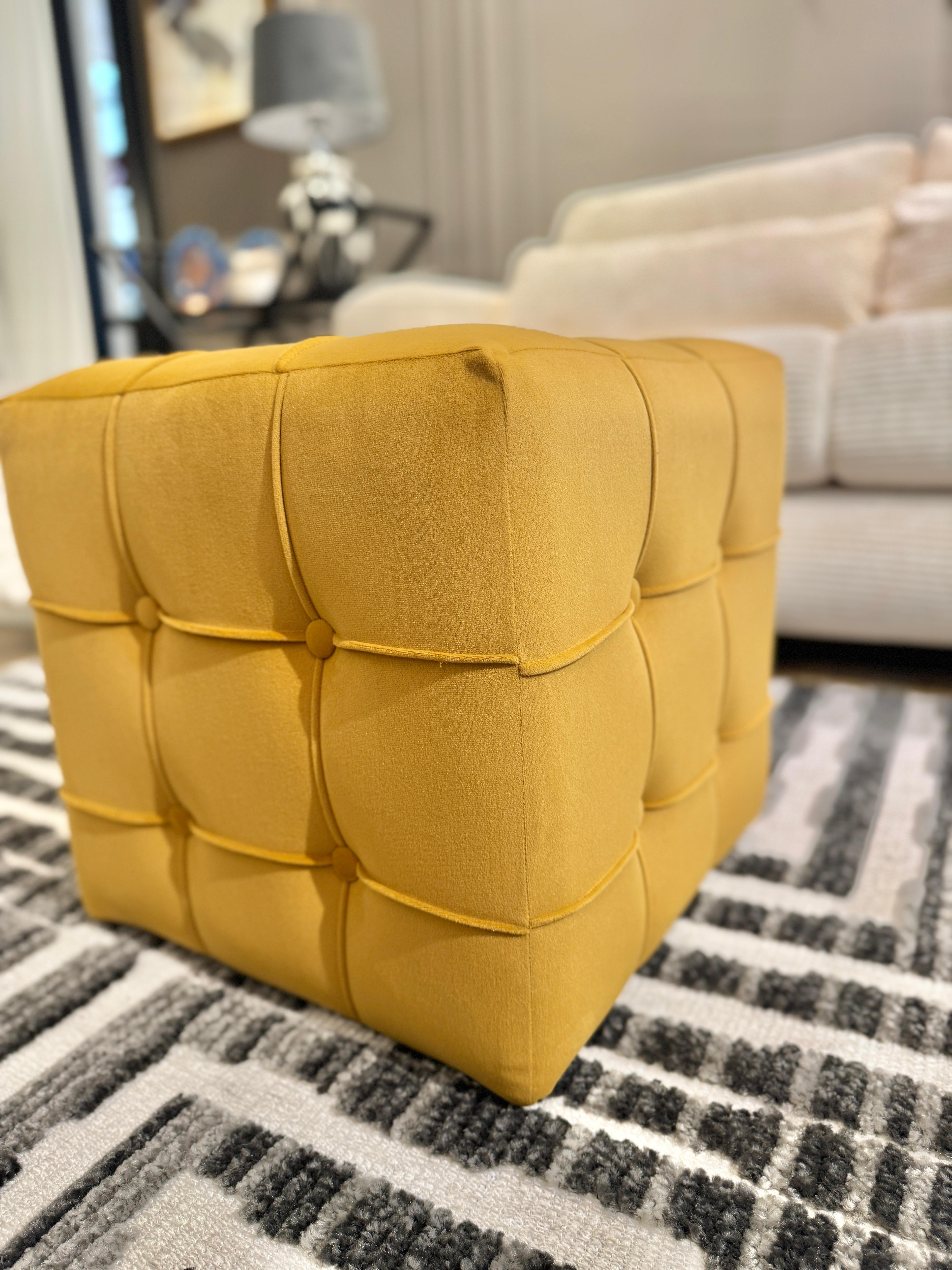 Velvet Cube Ottoman – Chic & Versatile Accent