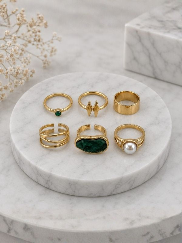 Verde Muse Ring Set of 6