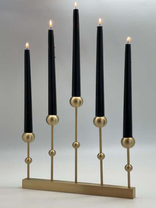 5 Piece Decorative Brass Candle Holder