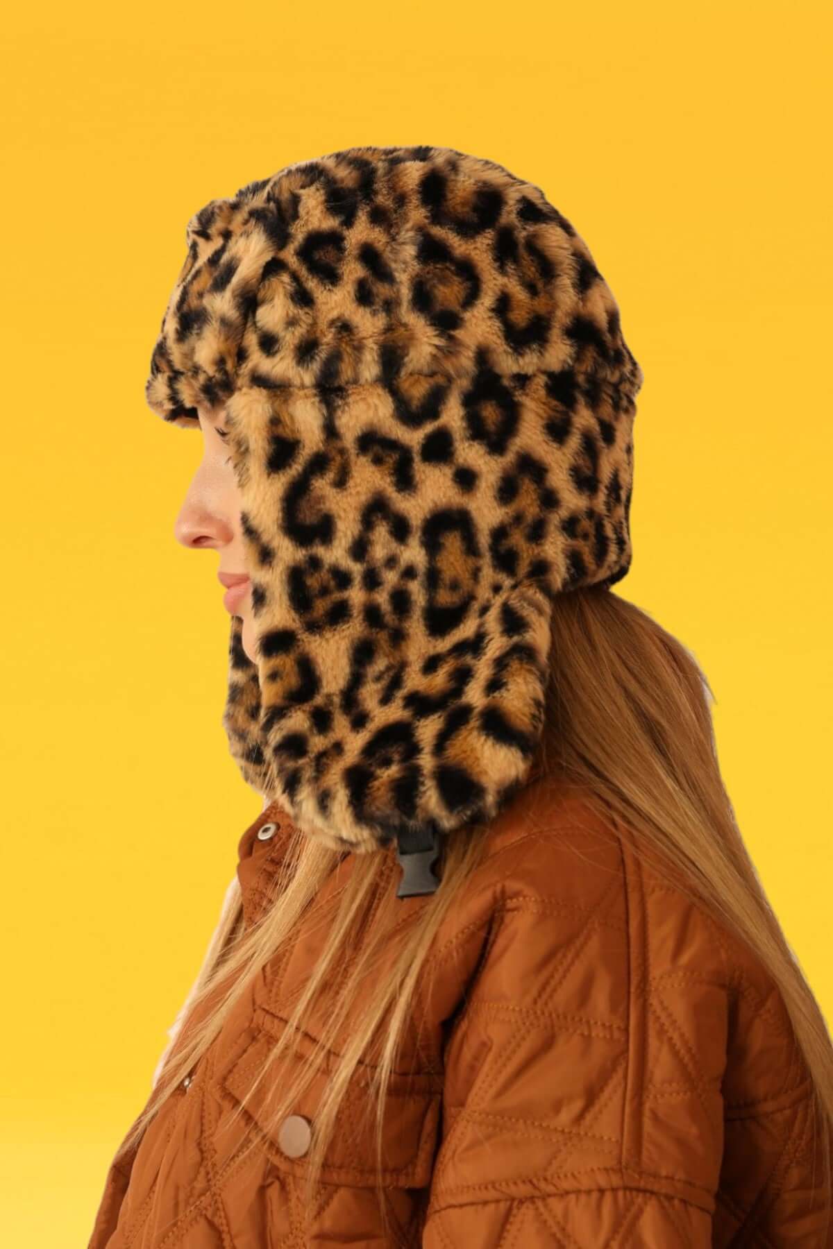 Faux-Fur Pilot Hat With Earflap - Leopard