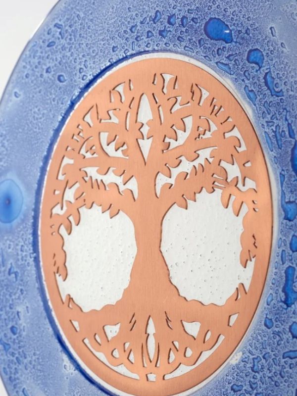 Copper on Glass Sacred Geometry Object – Mystical Décor Accent - Tree of Life