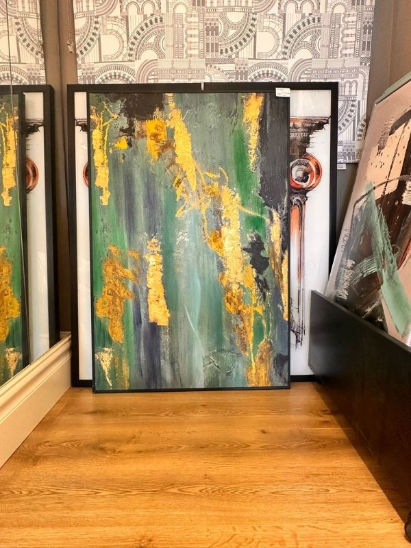 Emerald Flow – Canvas with Black Metal Frame