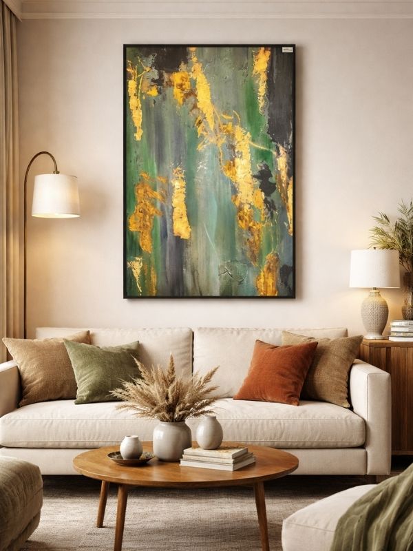 Emerald Flow – Canvas with Black Metal Frame
