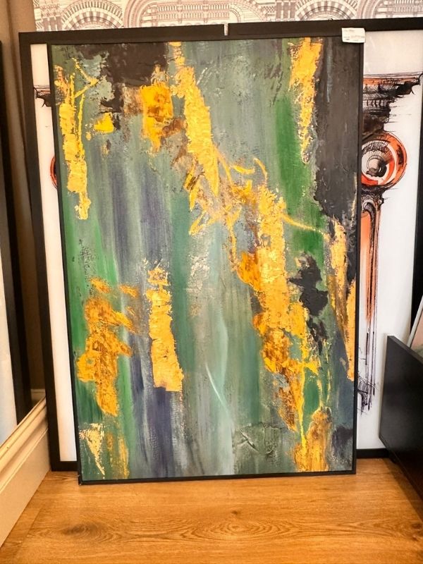 Emerald Flow – Canvas with Black Metal Frame