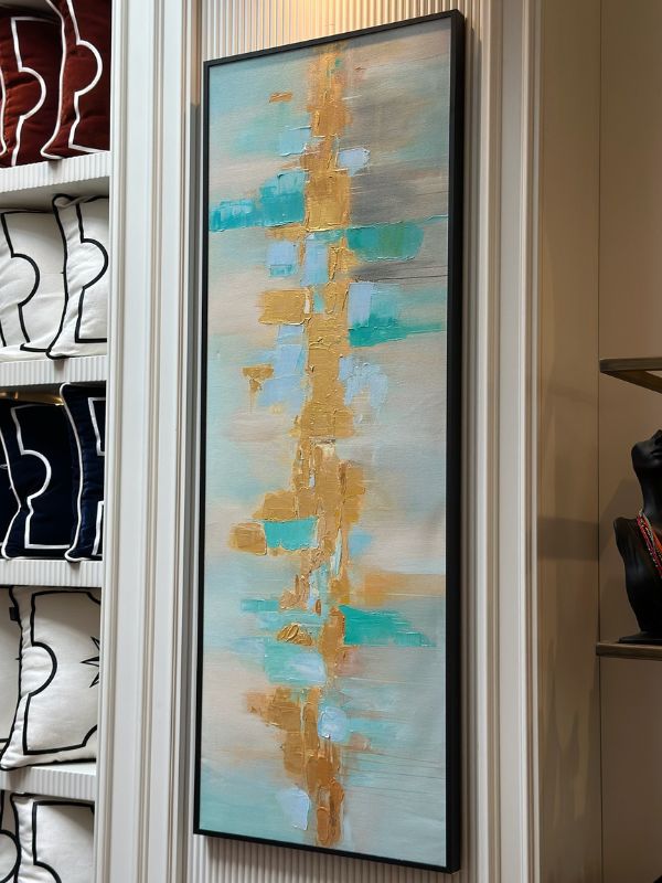 Golden Horizon – Mint Dream, Canvas with Black Metal Frame