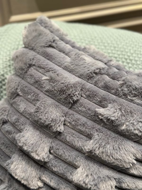 Anthracite Plush Throw Pillow Cover – Soft Textured Cushion Cover (45 × 45 cm)
