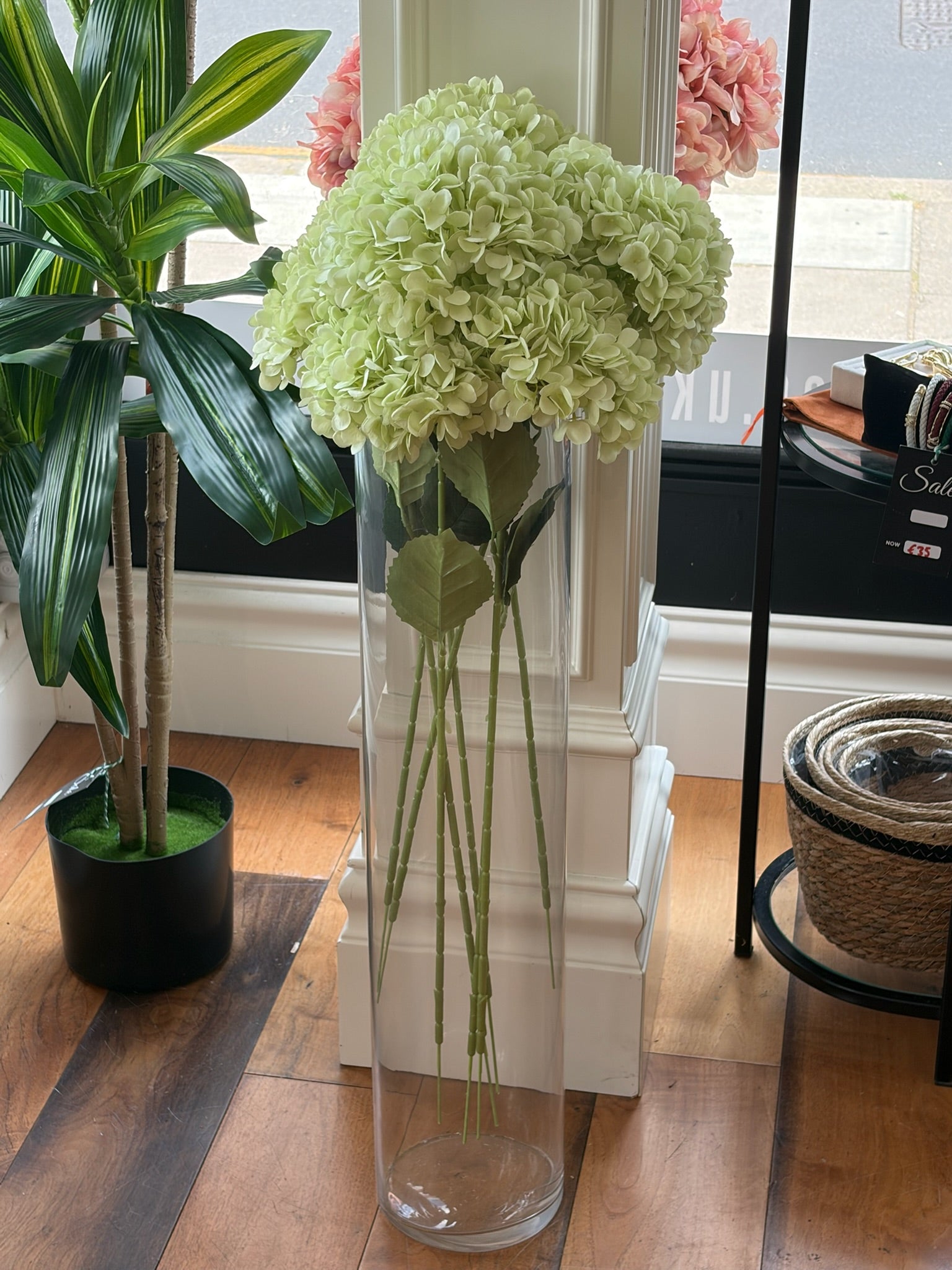 Artificial Hydrangea Stem, Light Green