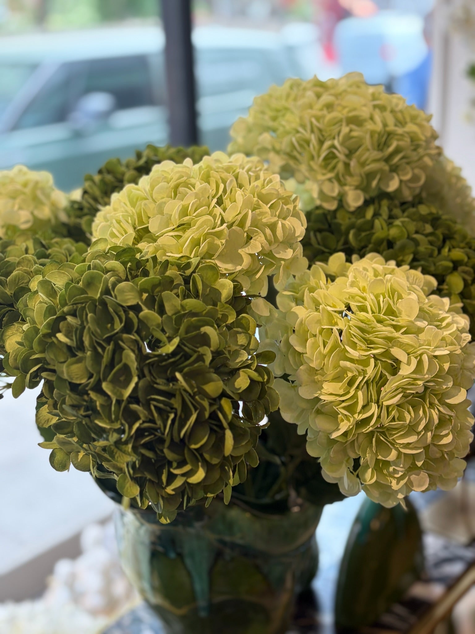 Artificial Hydrangea Stem, Green