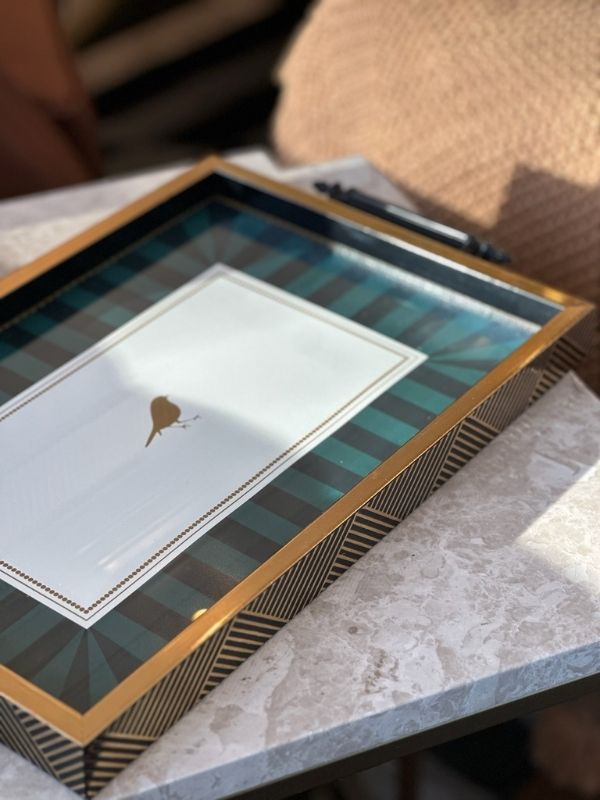 Bird Patterned Decorative Serving Tray