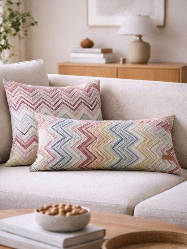 Chevron Pattern Lumbar Cushion | 30×65 cm