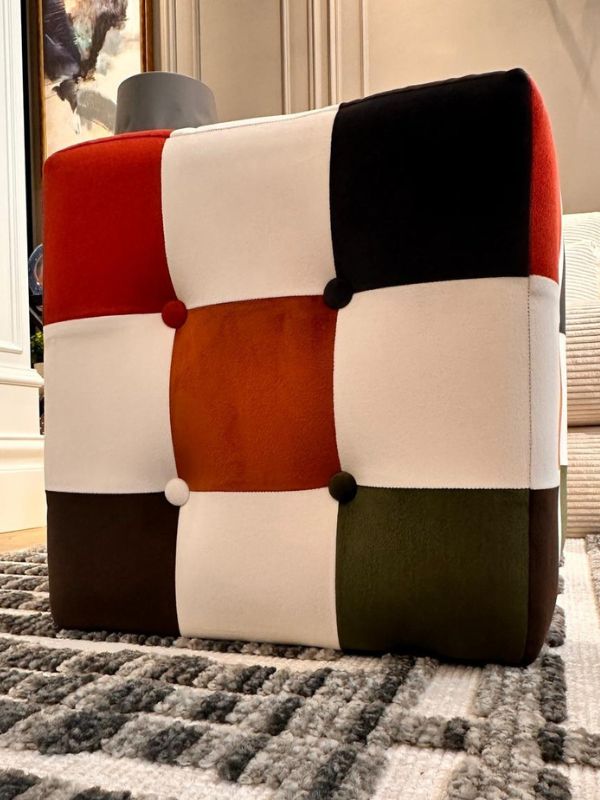 Colorful Cube Ottoman – Vibrant Velvet Accent