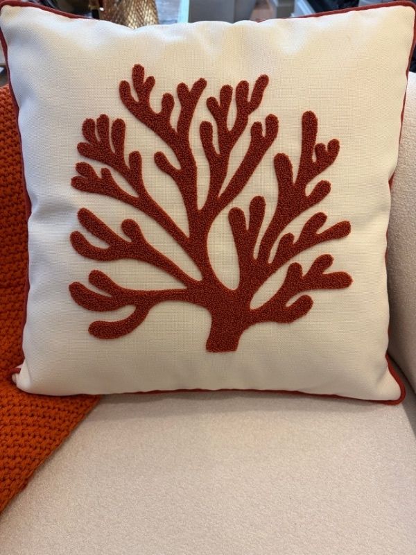 Coral Embroidered Cushion Cover | 45×45 cm