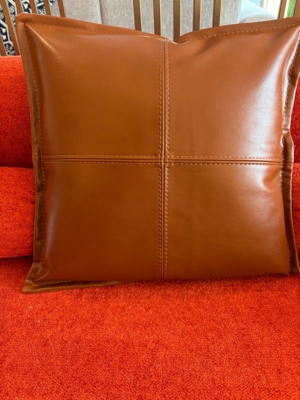 Corium Faux Leather Cushion | Tan | 45×45 cm