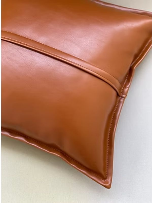 Corium Faux Leather Cushion | Tan | 45×45 cm