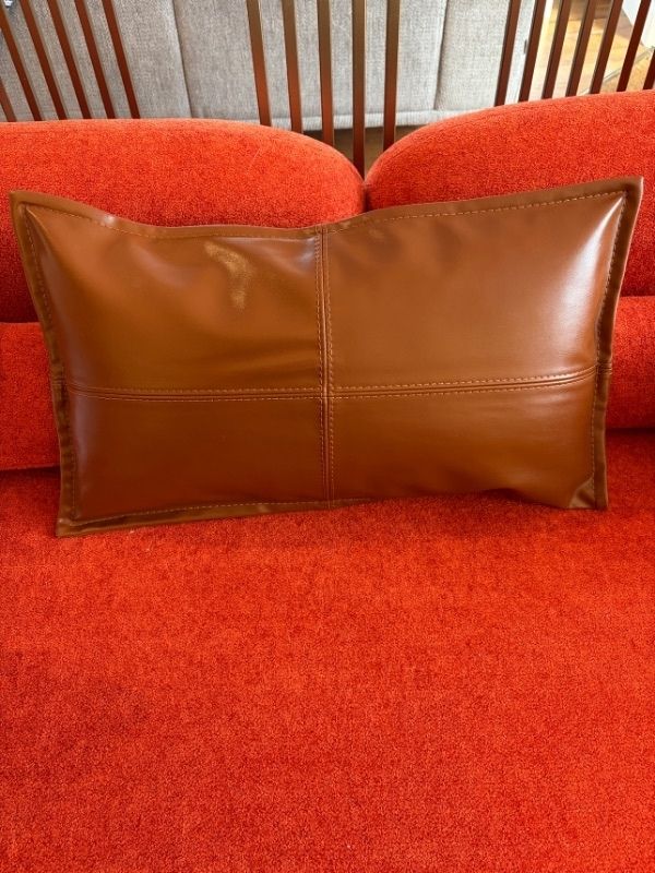 Corium Faux Leather Lumbar Cushion | Tan | 35×60 cm