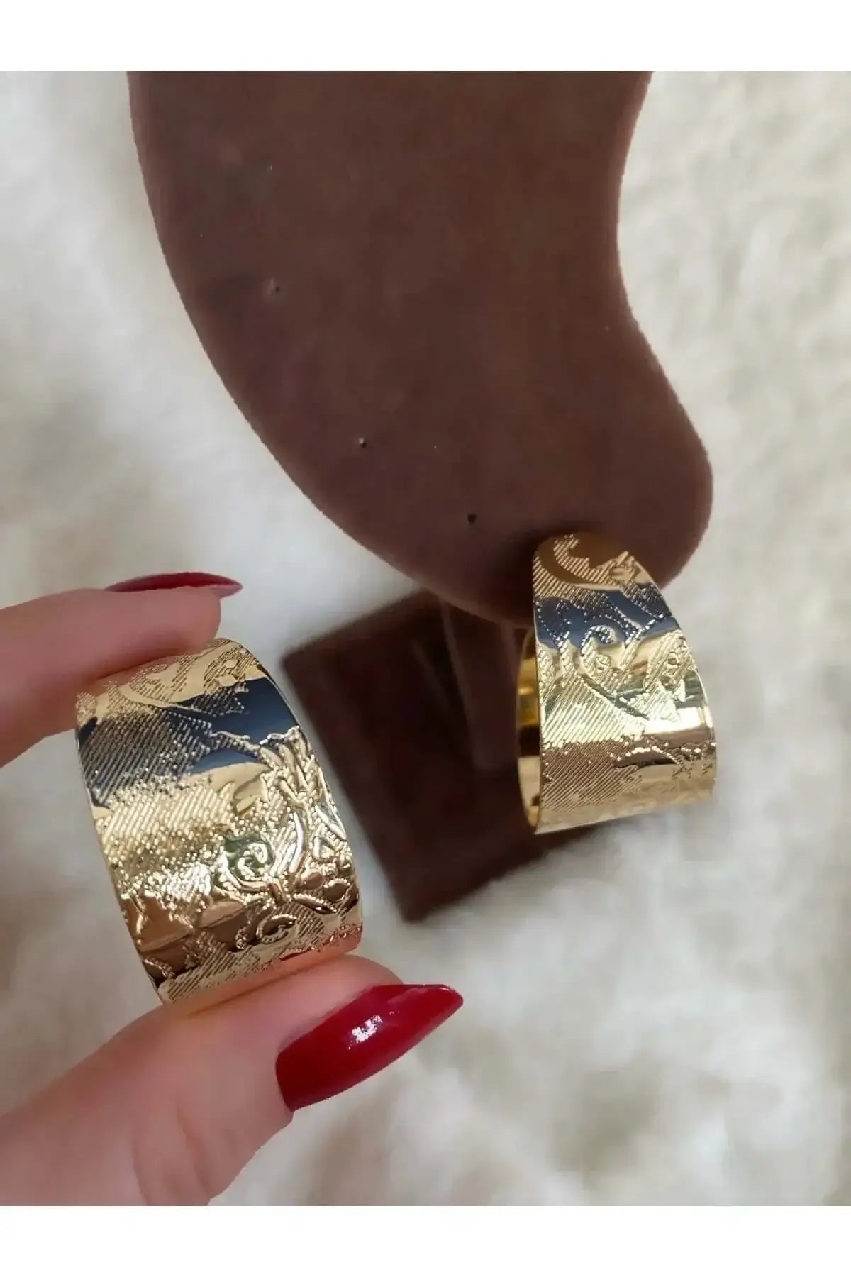 Gold  Earrings with Ethnic Pattern