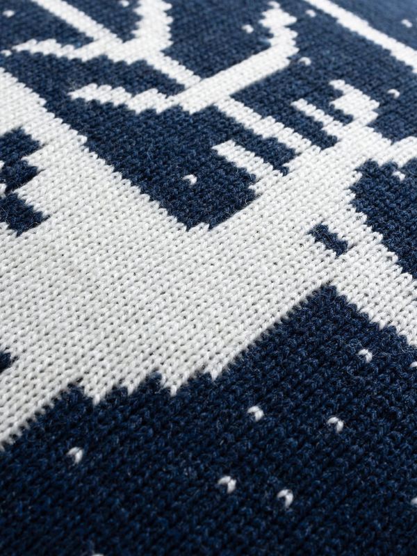 Nordic Reindeer Knit Cushion – Navy Blue (45x45 cm)
