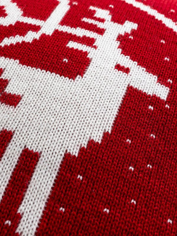 Nordic Reindeer Knit Cushion – Red (45x45 cm)