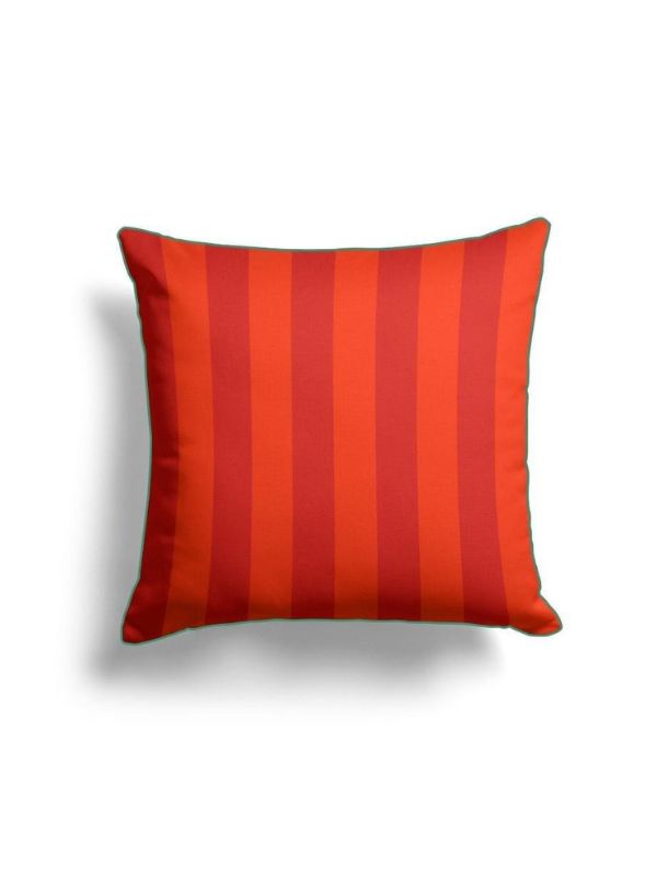 Festive Red Striped Cushion – 43x43 cm | Holiday Accent Pillow