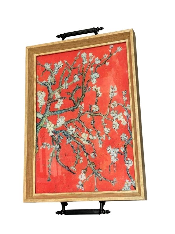 Decorative Glass Serving & Presentation Tray – Floral Design