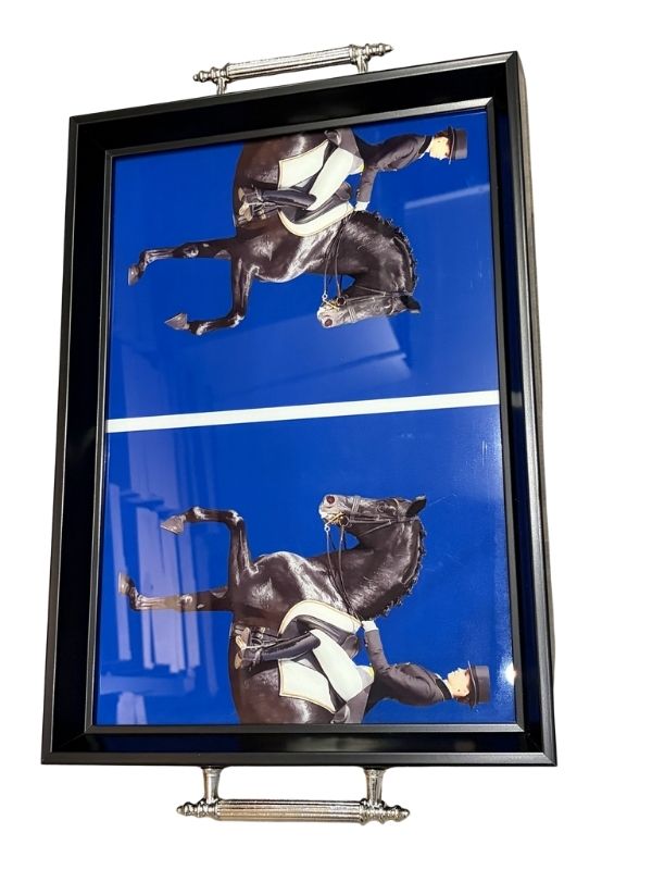 Decorative Glass Serving & Presentation Tray – Horse Design
