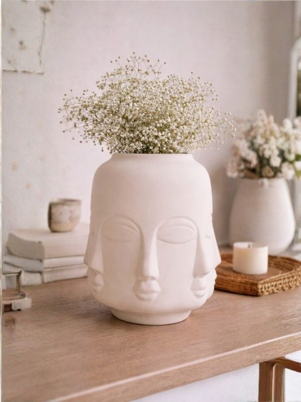 Decorative Sculptural Face Ceramic Vase