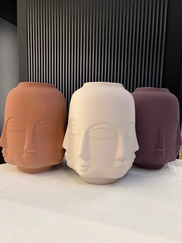 Decorative Sculptural Face Ceramic Vase