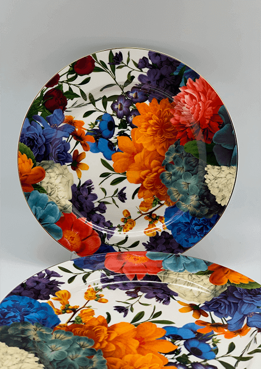Flower Pattern Serving Plate Set - 27 cm