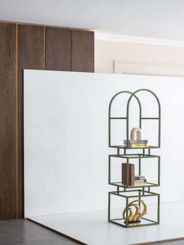 GREEN ARCHED BOOKSHELF