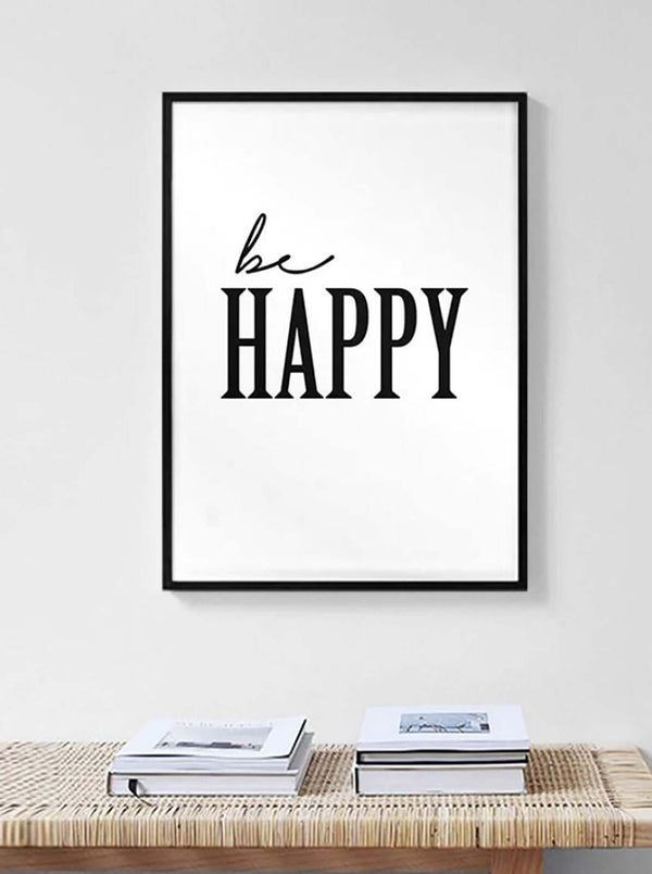 Be Happy Minimalist Poster with Frame