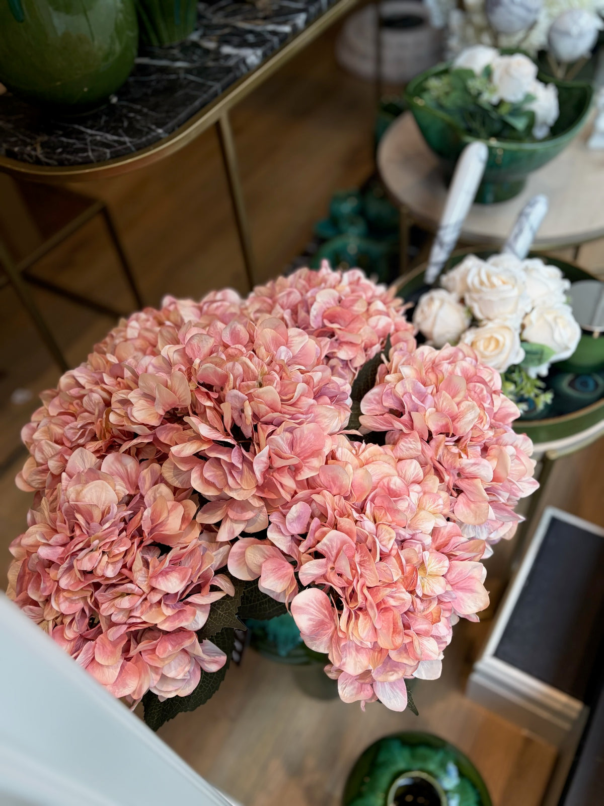 Large Artificial Hydrangea Stem, Pink