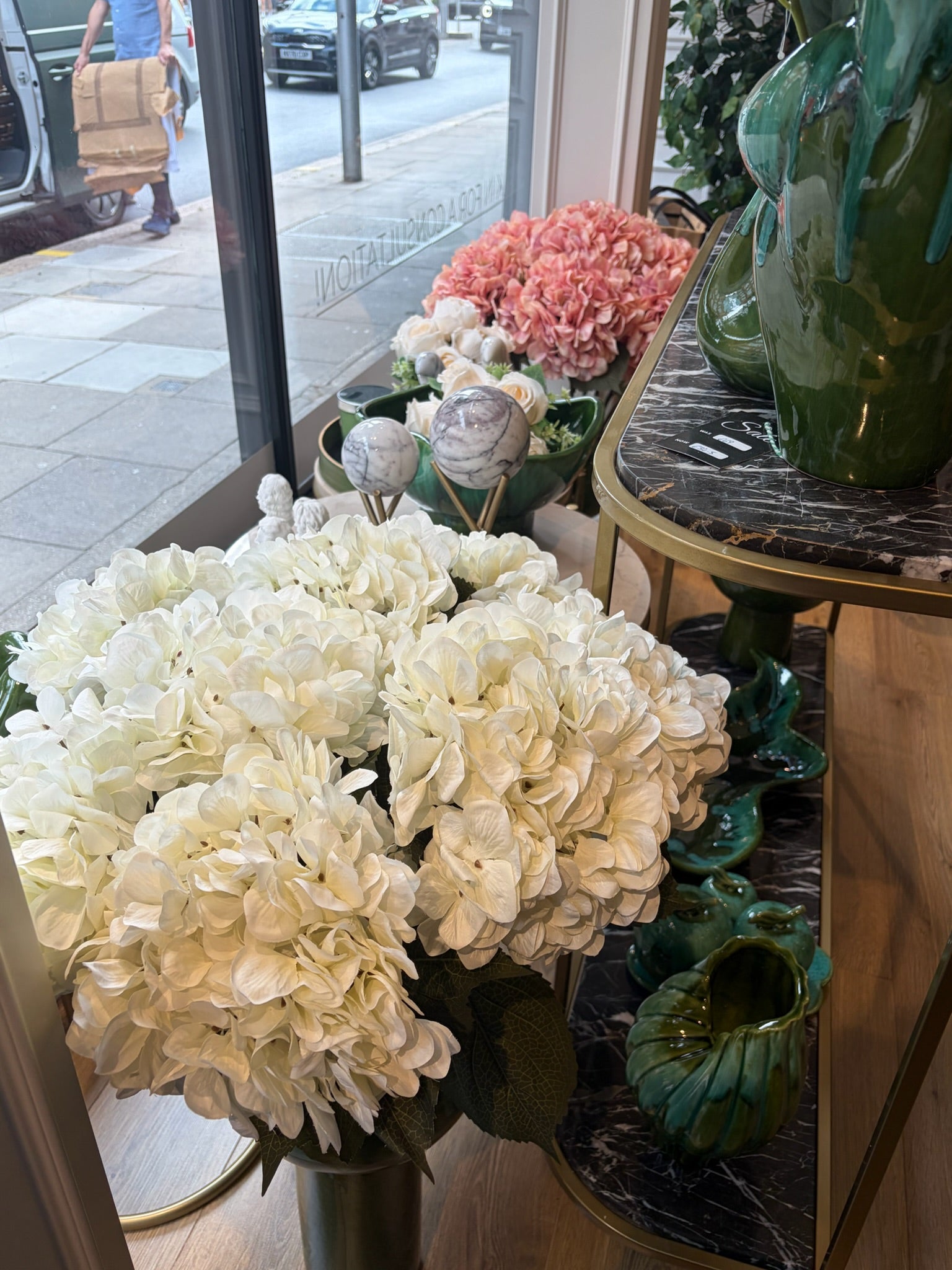 Large Artificial Hydrangea Stem, White