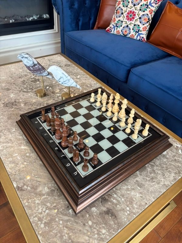 Modern Monochrome Wooden Chess Set