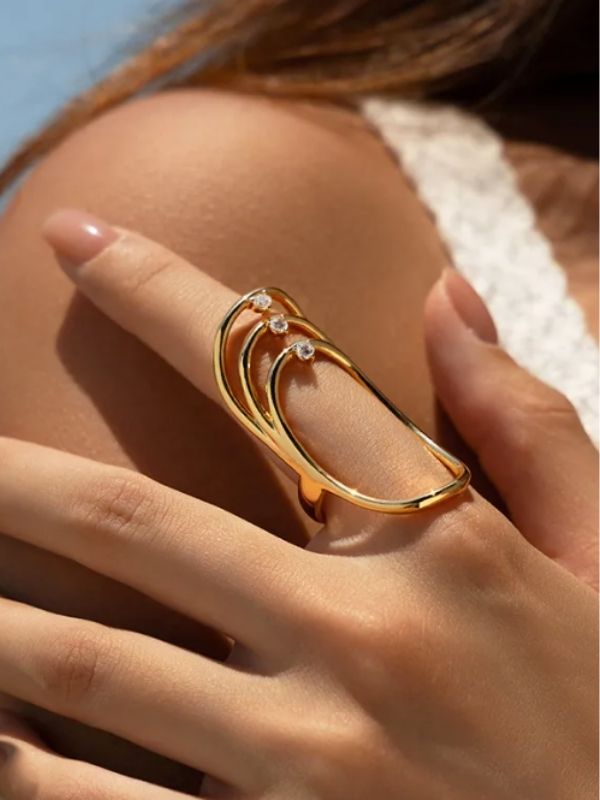 Nova Curve Ring – Gold Stainless Steel Statement Ring