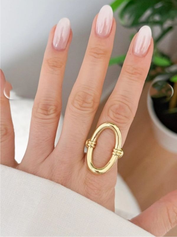 Orbit Link Ring – Gold Stainless Steel Statement Ring
