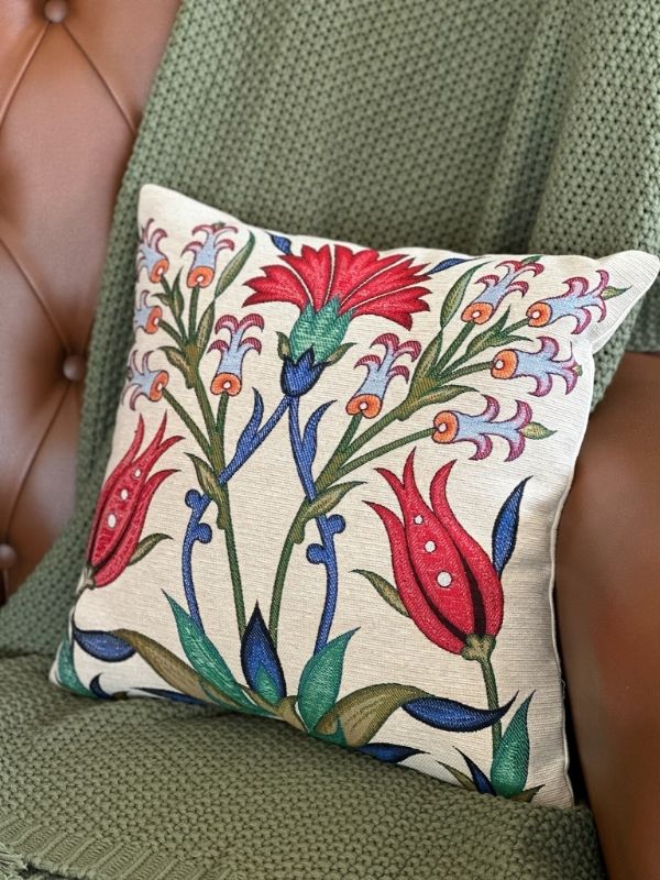 Ottoman Tulip Bloom Gobelin Cushion – 41x41 cm