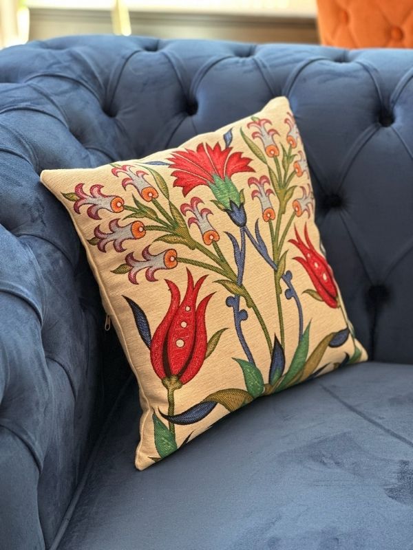 Ottoman Tulip Bloom Gobelin Cushion – 41x41 cm