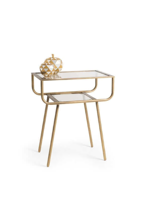 PARIS BRASS DRESSER WITH GLASS SHELVES SMALL