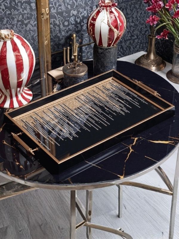 Serving & Presentation Tray - Black & Gold