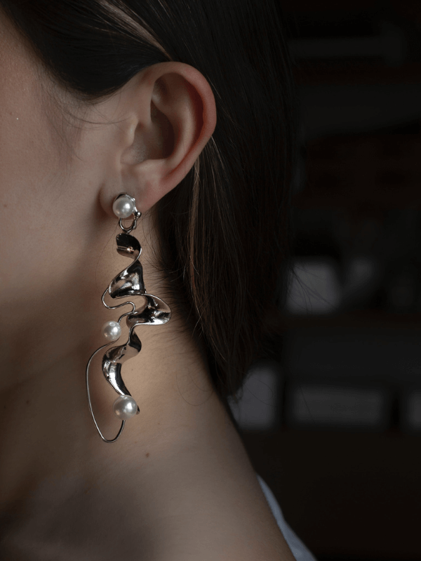 Silver Ivy with Pearl Drops Earrings