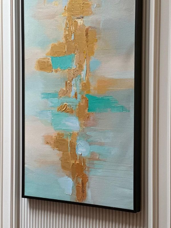 Golden Horizon – Mint Dream, Canvas with Black Metal Frame